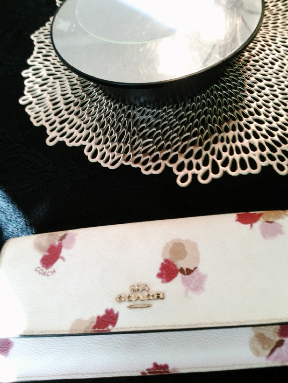 Coach White Floral Leather Wristlet Clutch Project Wallet